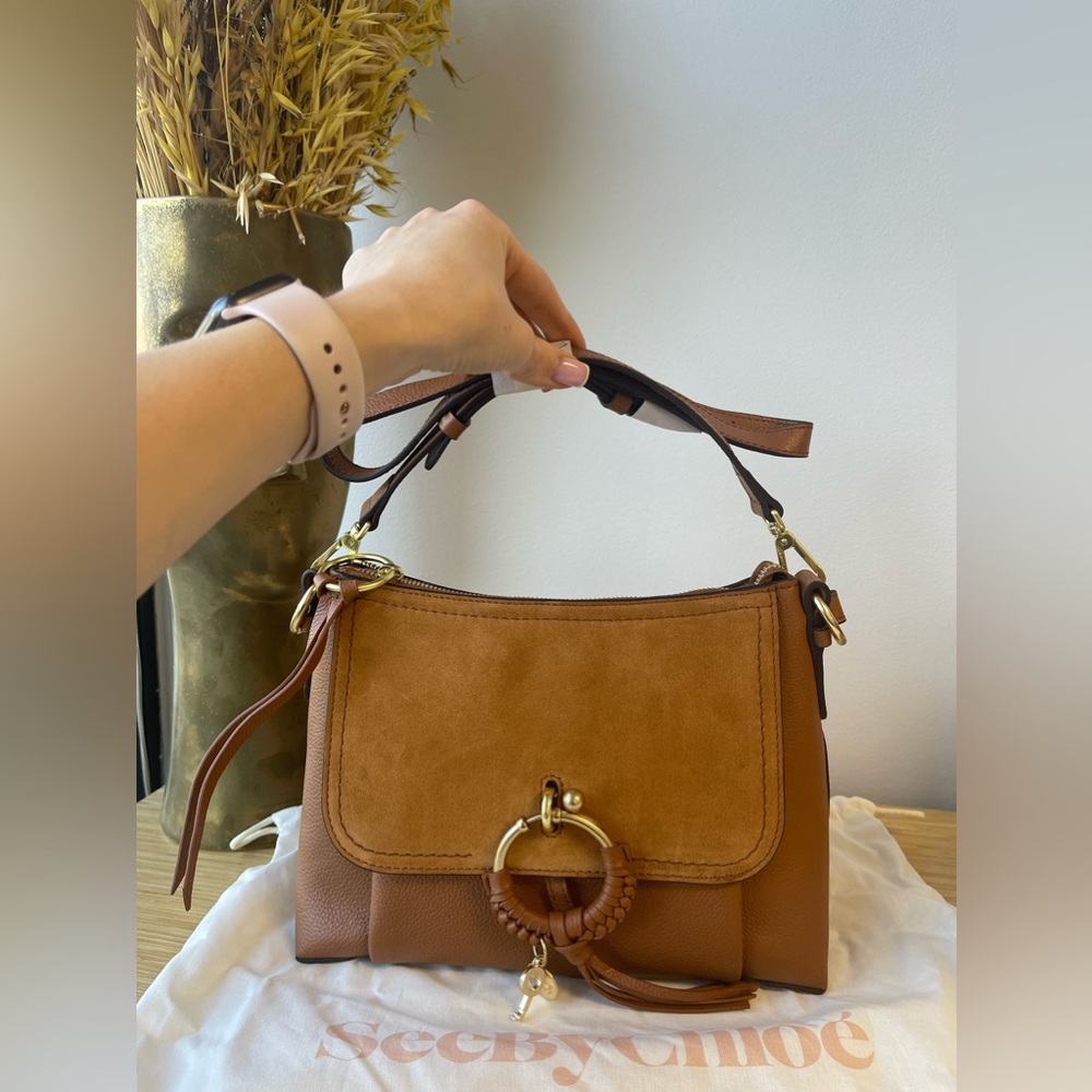 See By Chloe Tan Leather Joan Small Crossbody with Braided Ring - Picture 9 of 17
